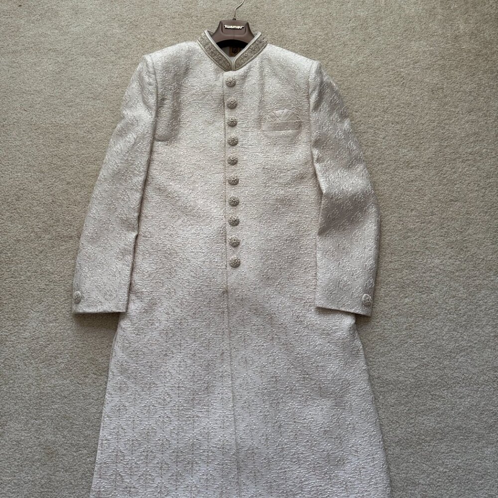 [NEW] Men's Indian Pakistani Sherwani Wedding Suit Beige